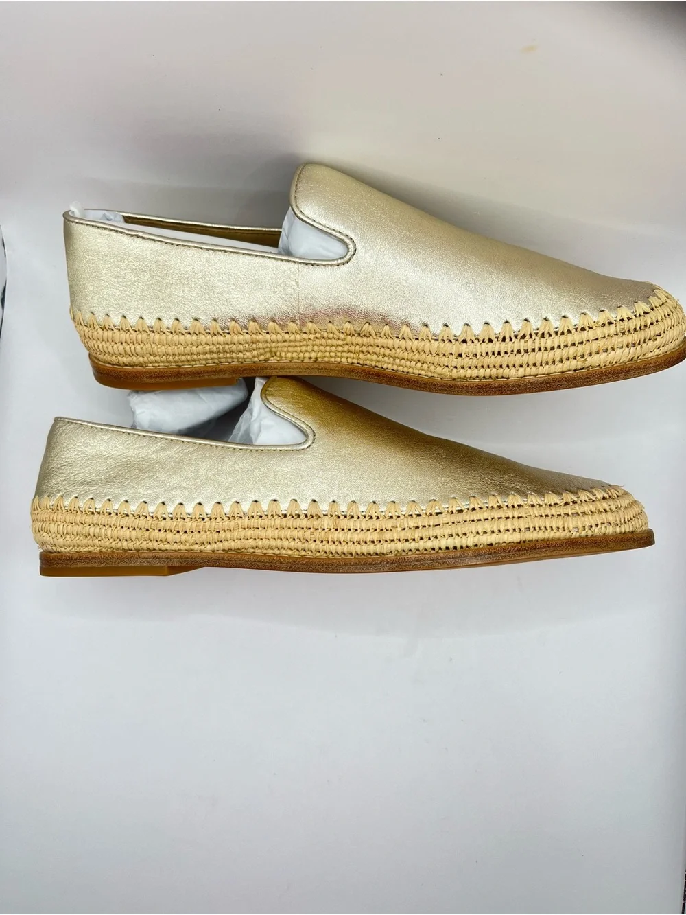Vince Women's 9.5M Jalen Metallic and Jute Slip-On Espadrille Loafer